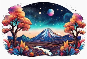 Galaxy sky with Arizona landscape tattoo idea