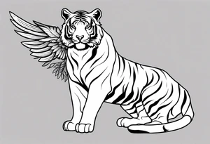 Tiger with wings for memorial piece including remembrance of dead father tattoo idea