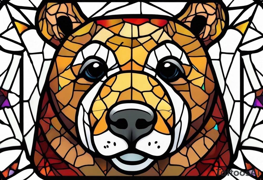 Teddy bear stain glass tattoo idea