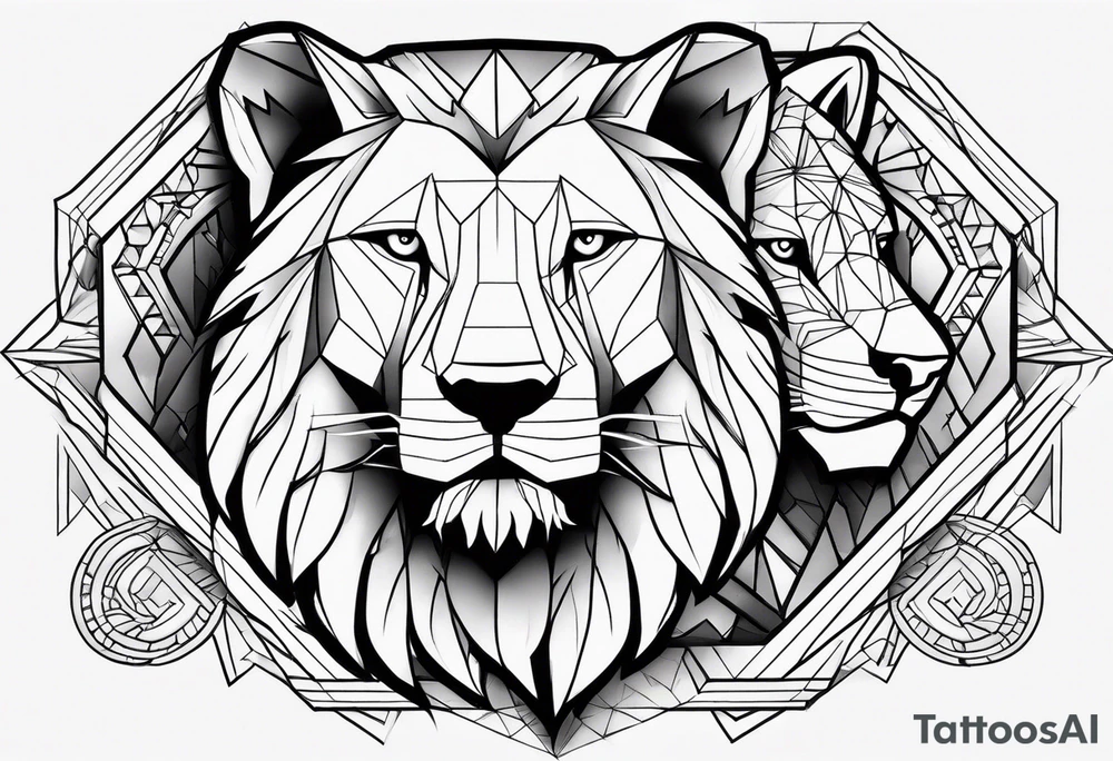 lion and wolf together tattoo idea
