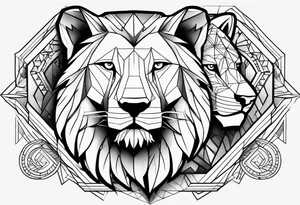 lion and wolf together tattoo idea