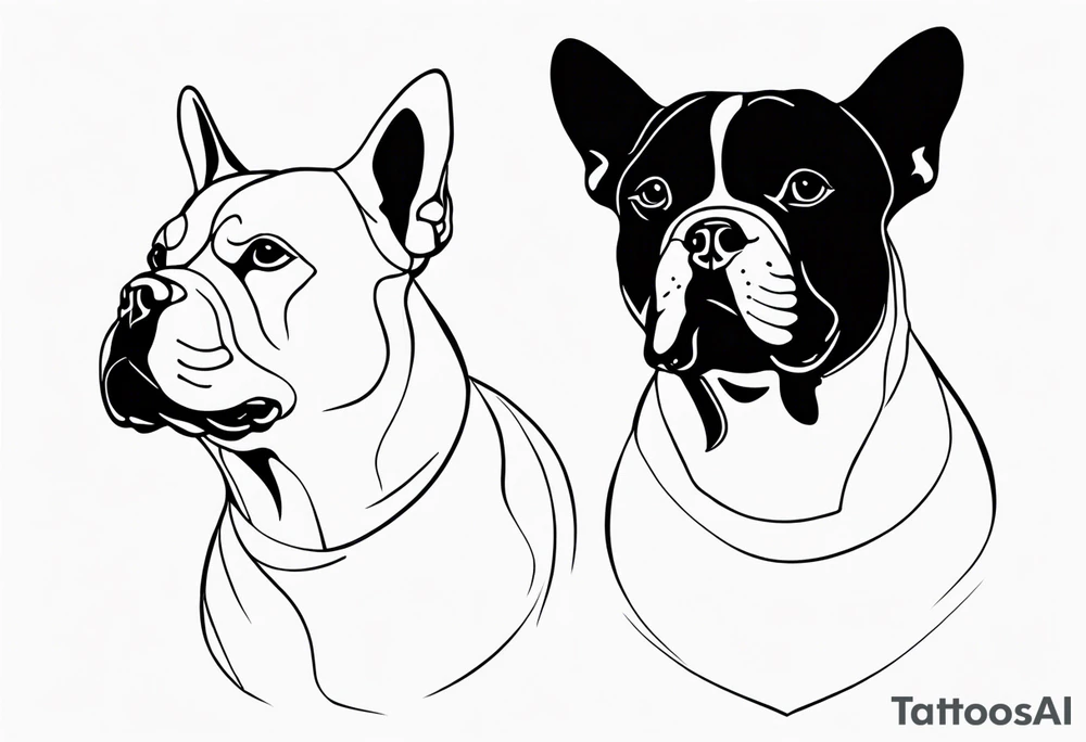 shadow of three french bull dog tattoo idea