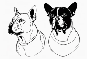 shadow of three french bull dog tattoo idea