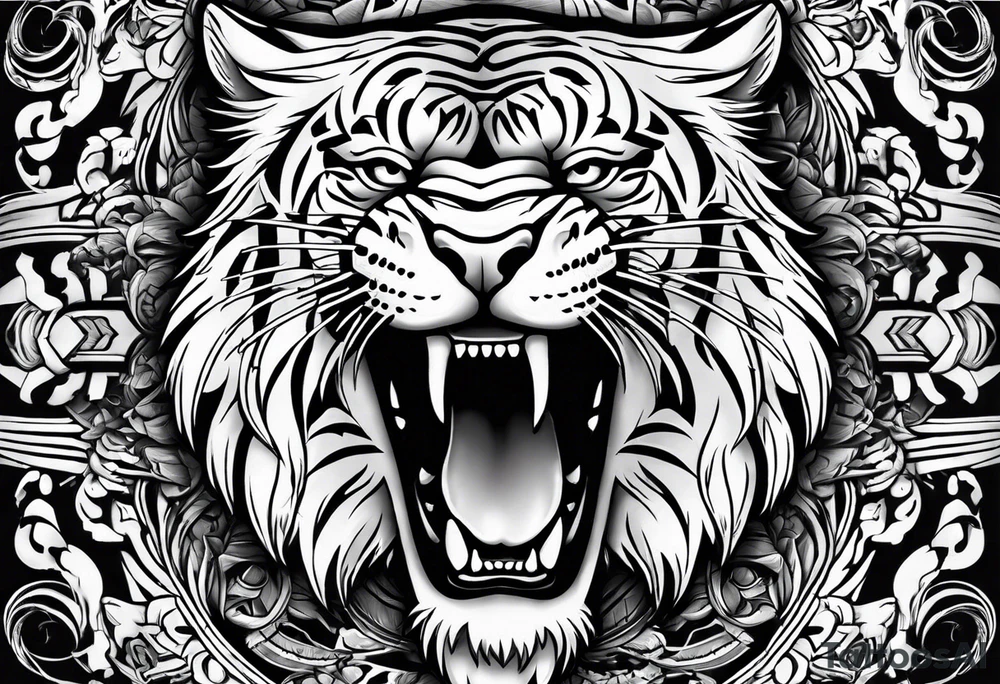 Sabertooth tiger full body tattoo idea