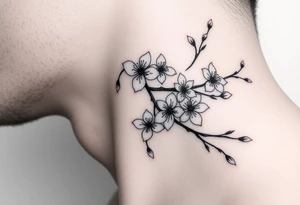delicate cherry blossoms swirling in spring breeze with petals tattoo idea