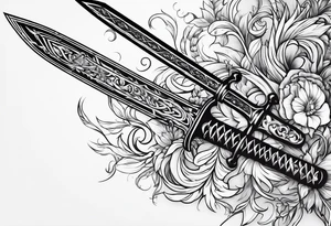 Thin sword downward alone tattoo idea