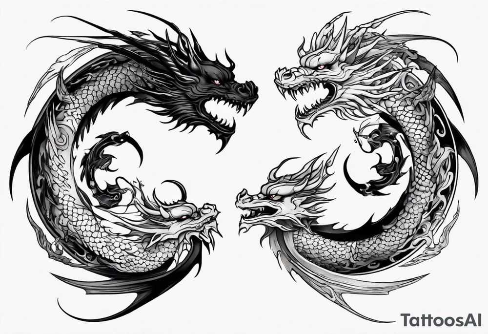 two dragons swirling to make a yin yang tattoo idea