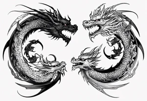 two dragons swirling to make a yin yang tattoo idea