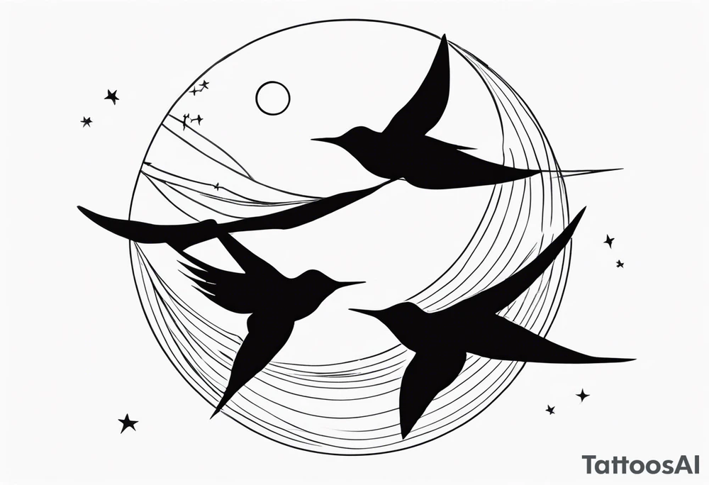 3 swallow'and 2 moons tattoo idea