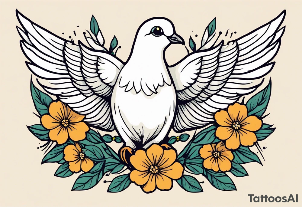 dove

vintage tattoo style old school traditional bold color simple with flowers surrounded tattoo idea