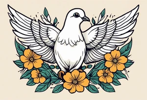 dove

vintage tattoo style old school traditional bold color simple with flowers surrounded tattoo idea