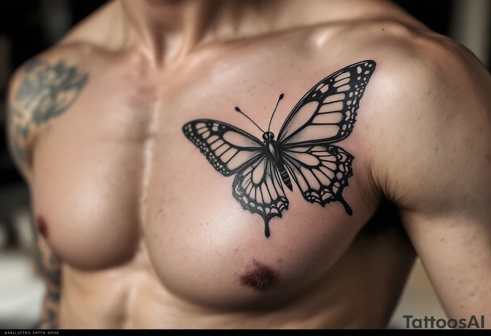 I butterfly with a bow tie tattoo idea