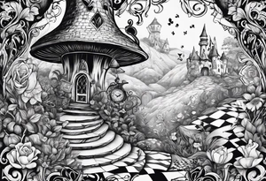 Gothic Alice in wonderland tattoo idea