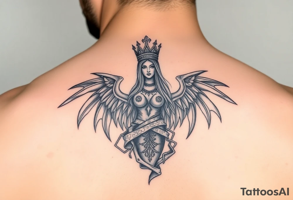 La diosa Temis junto a dos escorpiones tattoo idea