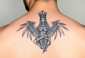La diosa Temis junto a dos escorpiones tattoo idea