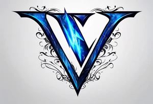 Blue Lightning forming The Letter V tattoo idea