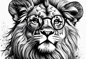 Lion cub wearing John Lennons glasses tattoo idea