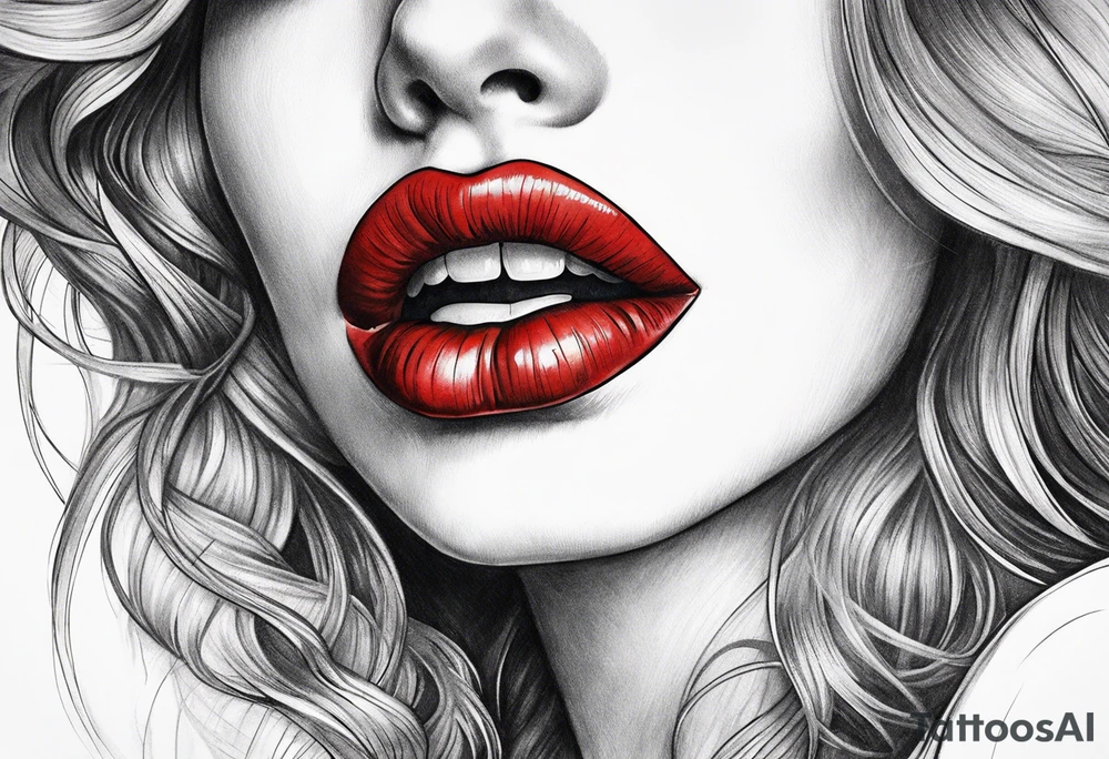 Red lips tattoo idea