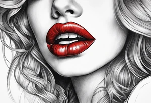 Red lips tattoo idea