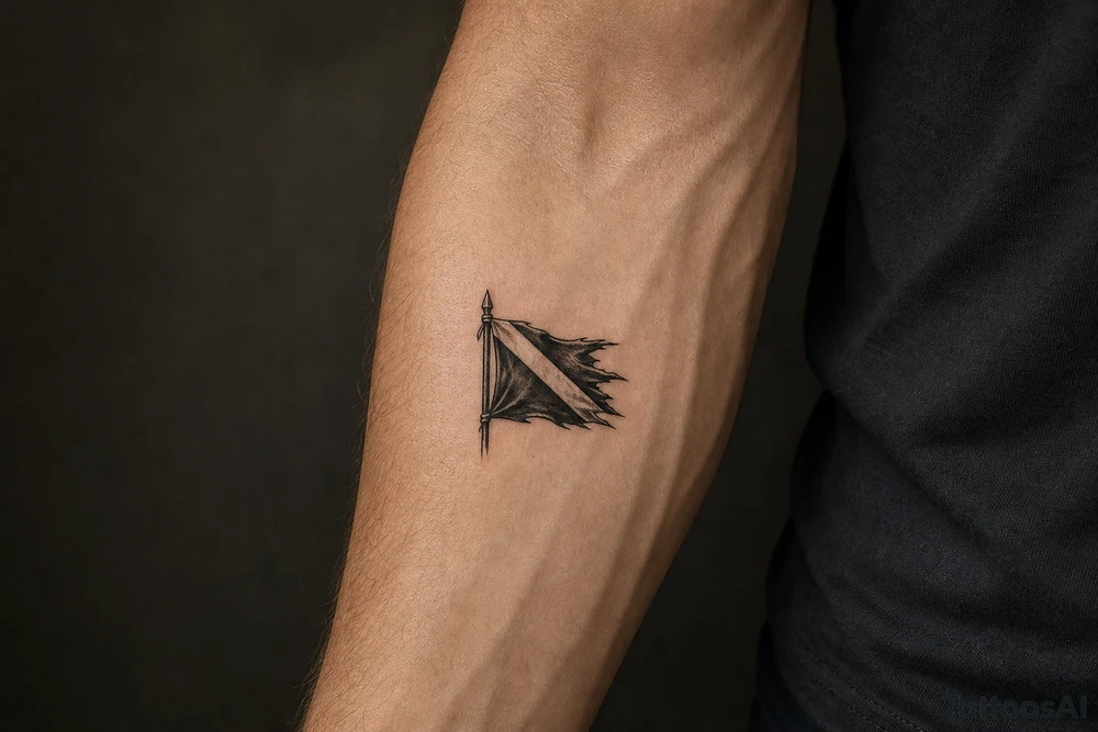 torn dive flag tattoo idea