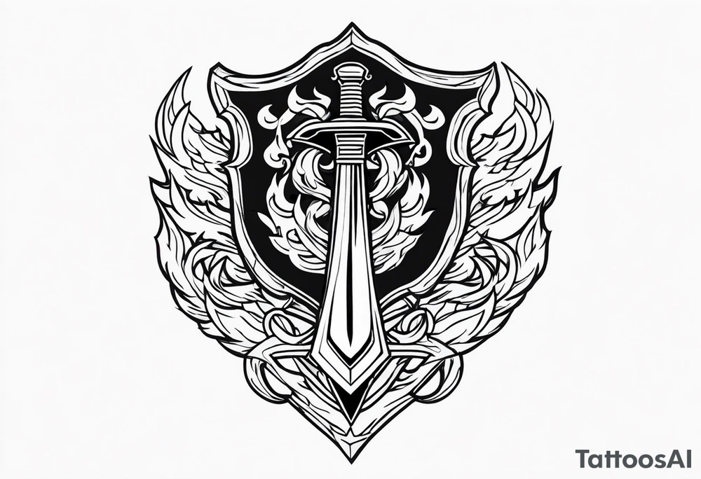 Valhalla shield valknut sword axe flames cloud tattoo idea Valhalla shield valknut sword axe flames cloud tattoo idea