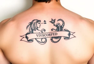 Virgo and Scorpio banner in love intertwine signs sketched tattoo idea