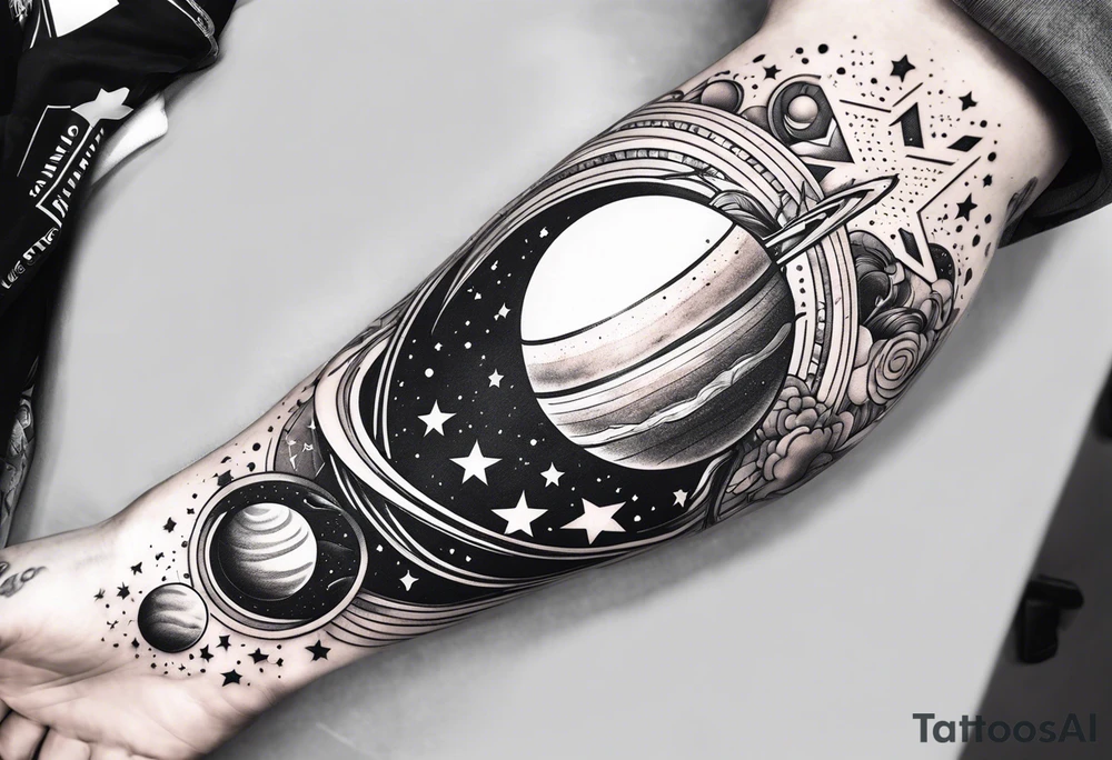 Stars and planets sleeve tattoo idea