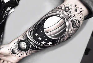 Stars and planets sleeve tattoo idea