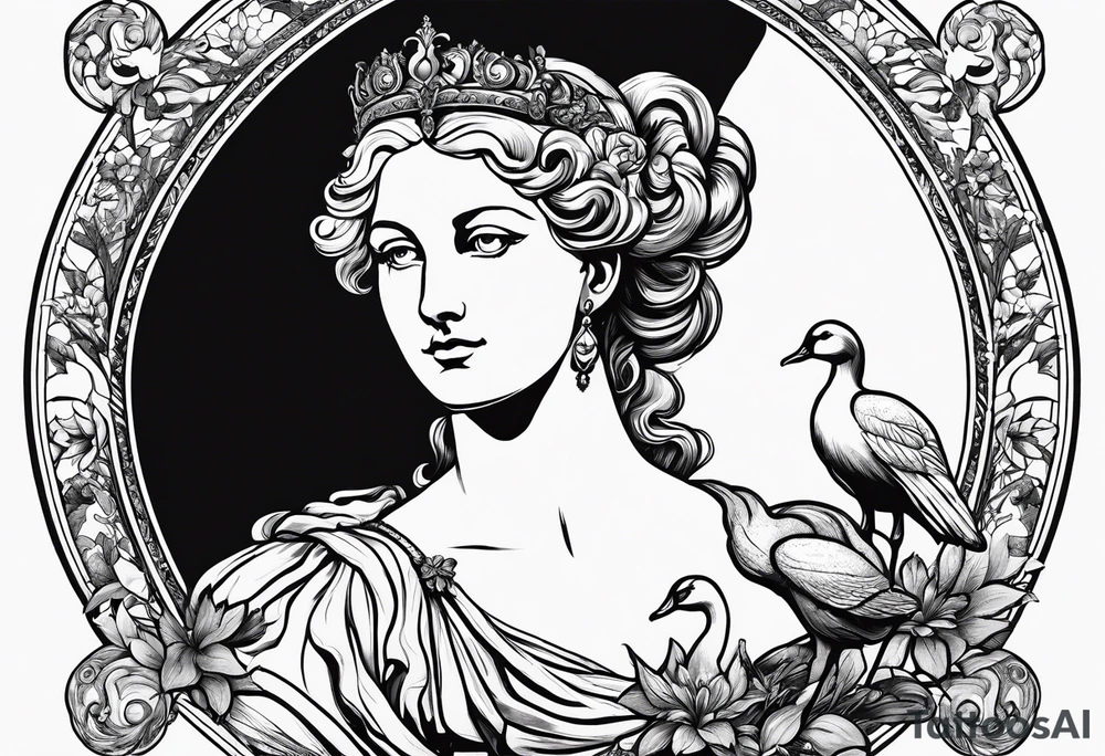 The Diana of Versailles statue but rather than holding a deer, Diana is holding a swan tattoo idea