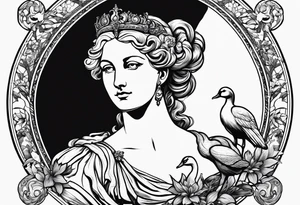 The Diana of Versailles statue but rather than holding a deer, Diana is holding a swan tattoo idea