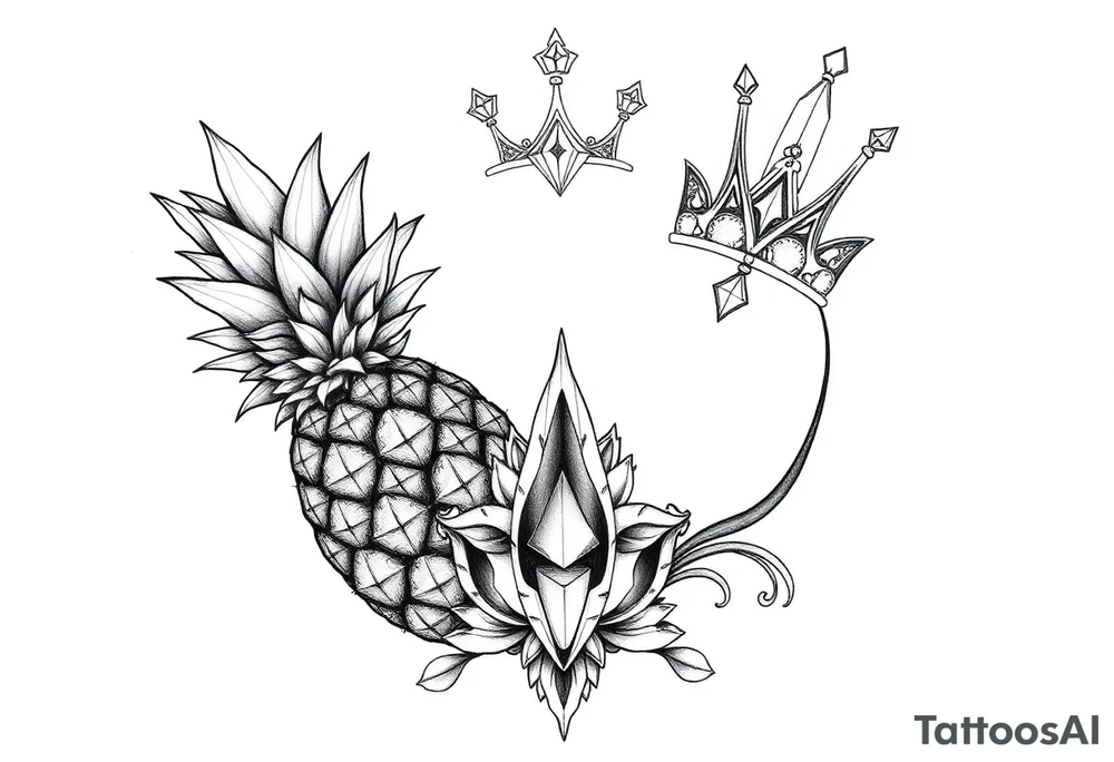 Bushy pineapple crown diamonds majestic vagina and anus tattoo idea