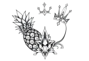 Bushy pineapple crown diamonds majestic vagina and anus tattoo idea