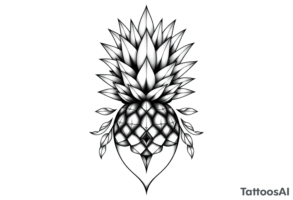 Bushy crown pineapple vagina, design to go over vagina , erotic vagina area design, anus to be at the bottom tattoo idea