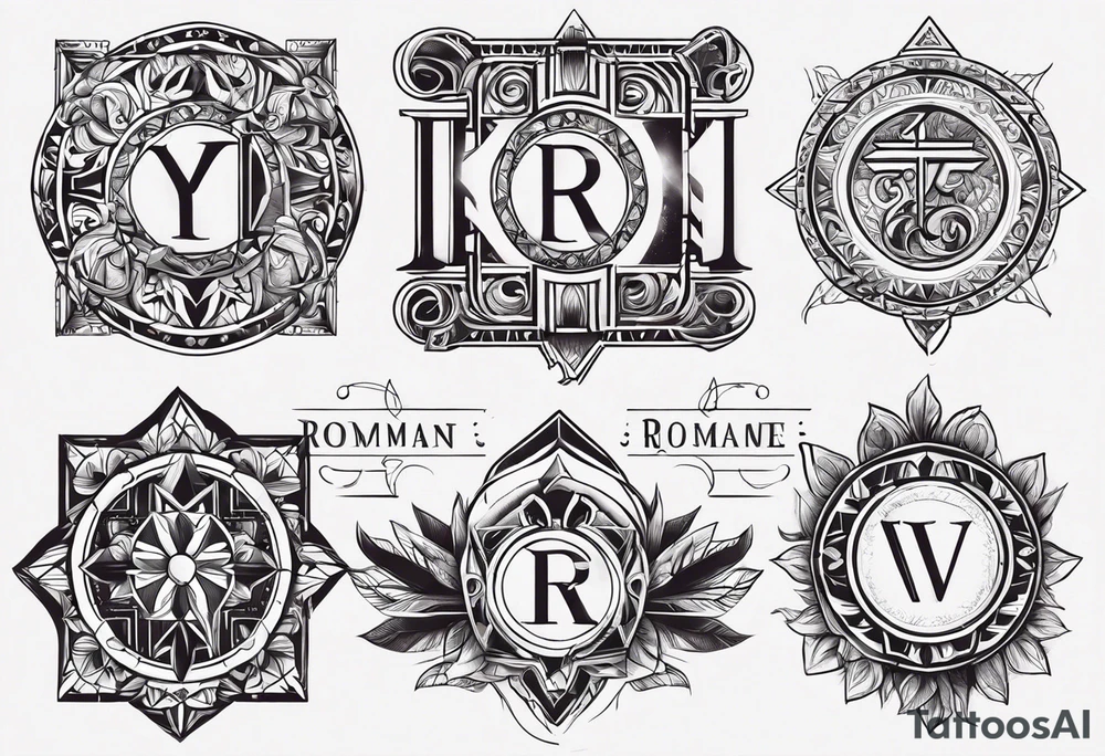 Text Name Roman for different languages tattoo idea