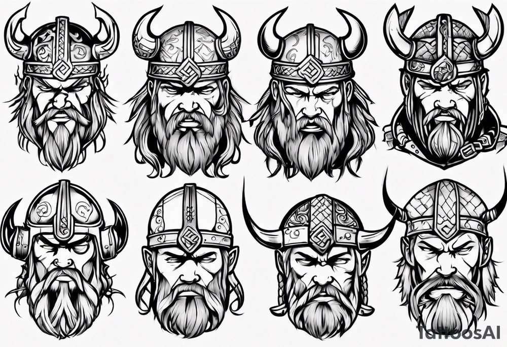 viking headshot tattoo idea