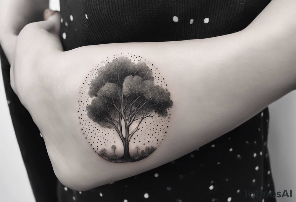 eucalyptus tree, simple, small, soft lines tattoo idea