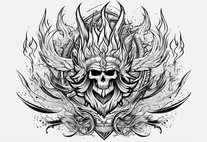 trident turning into fire and lightning tattoo idea