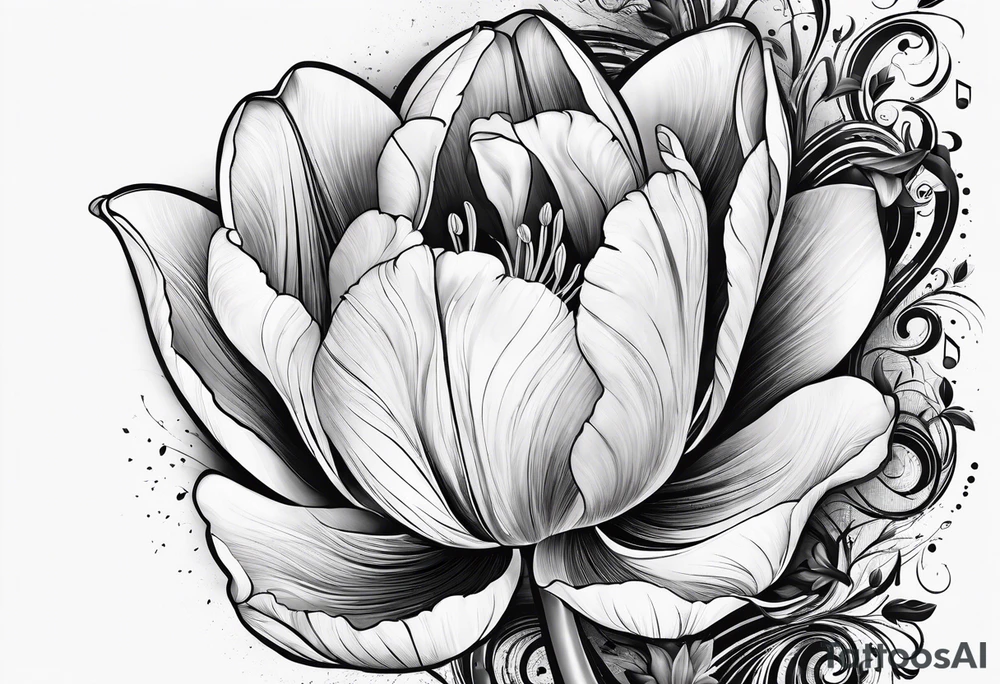 Tulip with music note tattoo idea