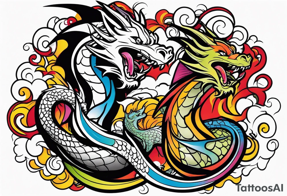 roaring dragons tattoo idea