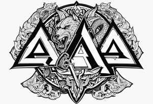 Sword shield dragon Valhalla valknut bear tattoo idea