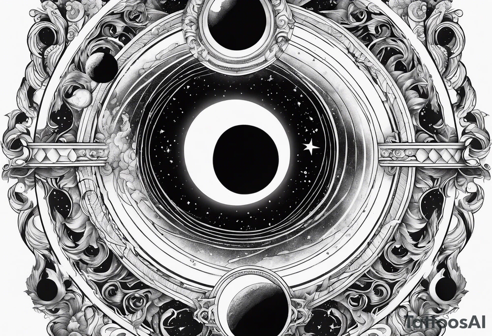 A tattoo that represents a black hole devouring planets orbiting around it. tattoo idea A tattoo that represents a black hole devouring planets orbiting around it. tattoo idea
