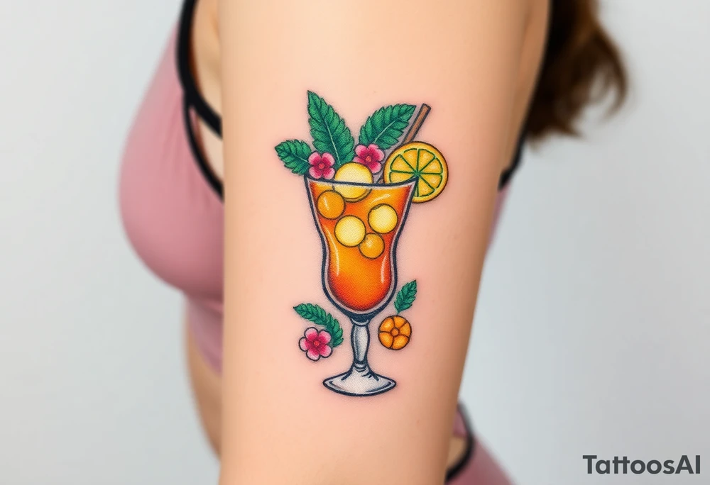 Maitai cocktail with islander garnishes tattoo idea