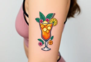 Maitai cocktail with islander garnishes tattoo idea