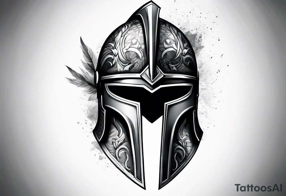 Spartan helmet with mist around tattoo idea