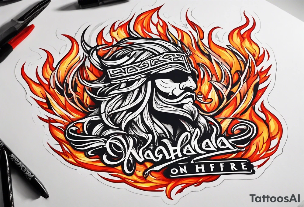 Valhalla on  fire tattoo idea