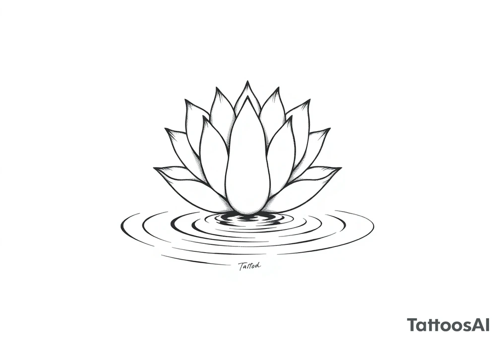 serene lotus flower emerging from sacred waters with ripples tattoo idea