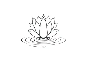 serene lotus flower emerging from sacred waters with ripples tattoo idea