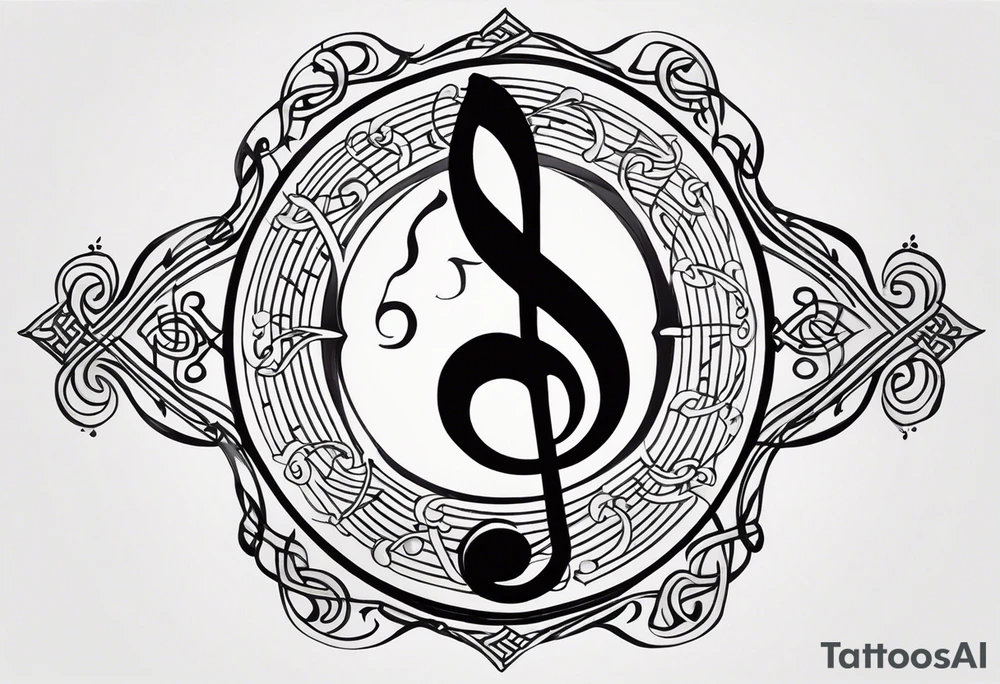 Celtic style bass clef tattoo idea