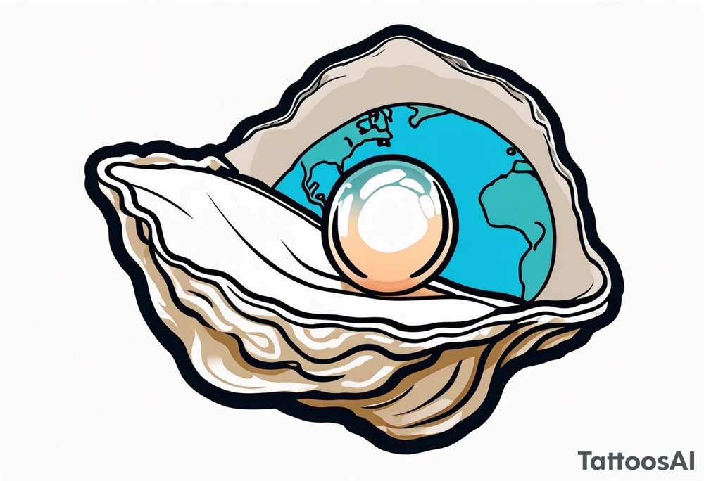 Small pretty open oyster with a world in the centre instead of a pearl tattoo idea