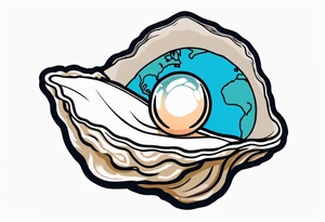 Small pretty open oyster with a world in the centre instead of a pearl tattoo idea
